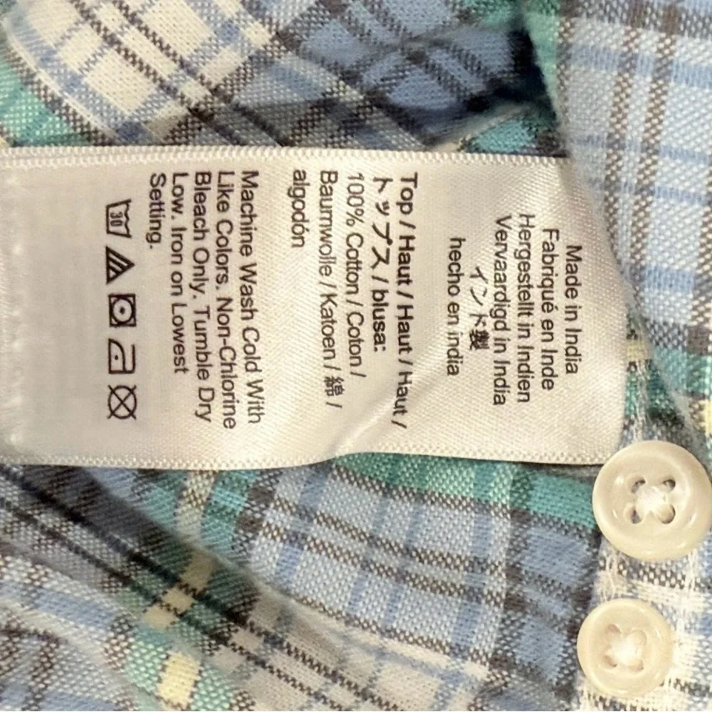J.Crew Broken-In Oxford Shirt Mens Small Green Blue Long Sleeve Button-Down Slim